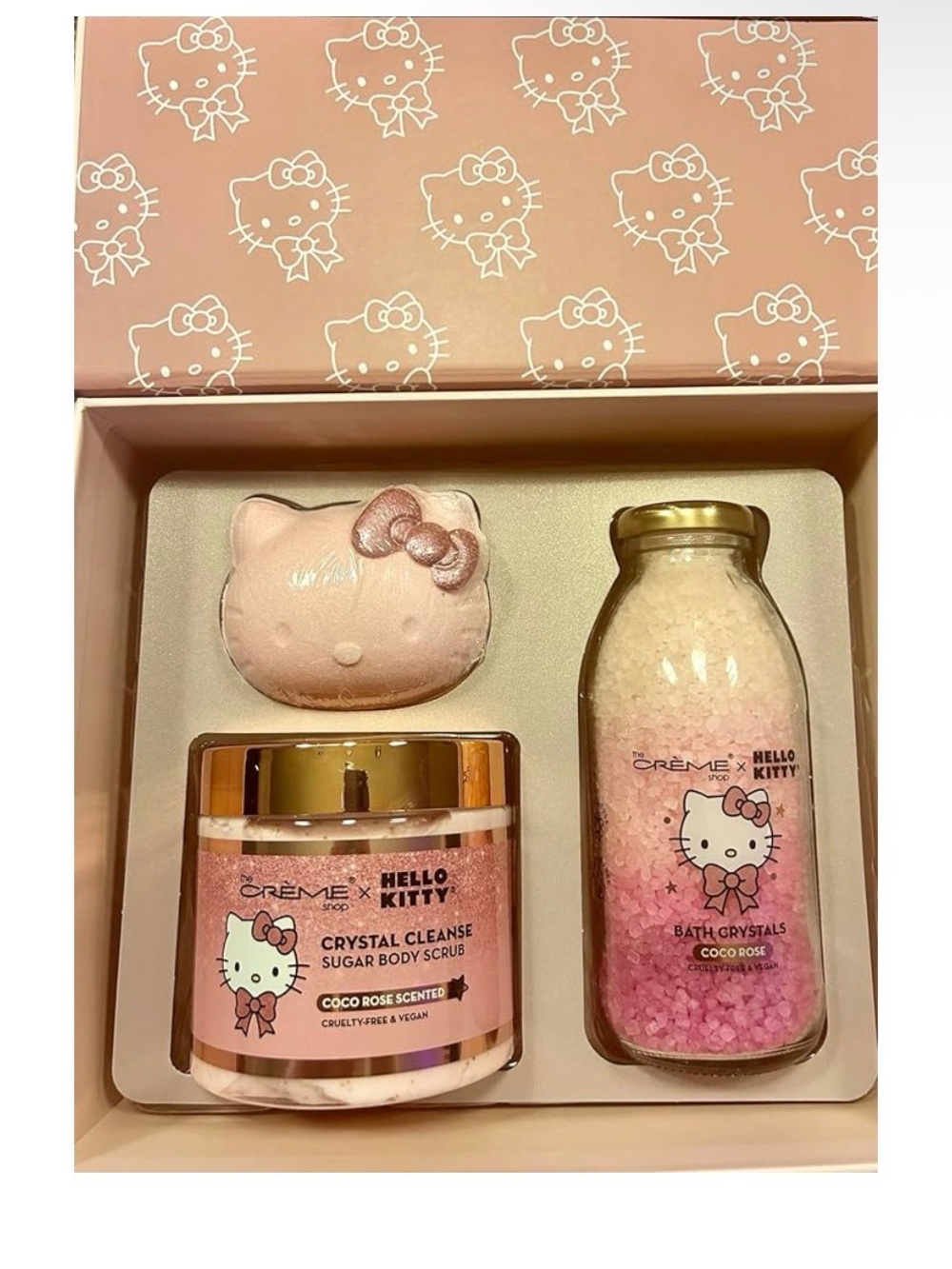 Crème Shop x Hello Kitty Lovely Luxury Spa Gift Set includes a 3D bath bomb, etc